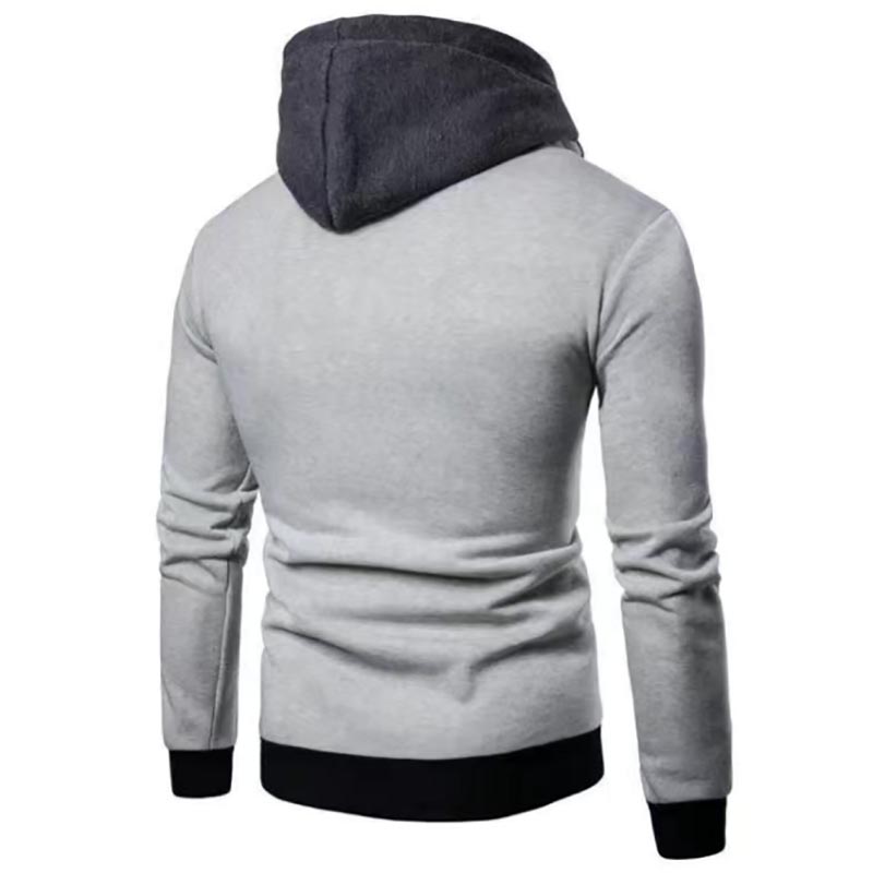 Zipper Men's Top Spring and Autumn Casual Fleece Coat Bomber Jacket Scarf Collar Fashion Hooded Men's Clothing Slim Hoodie