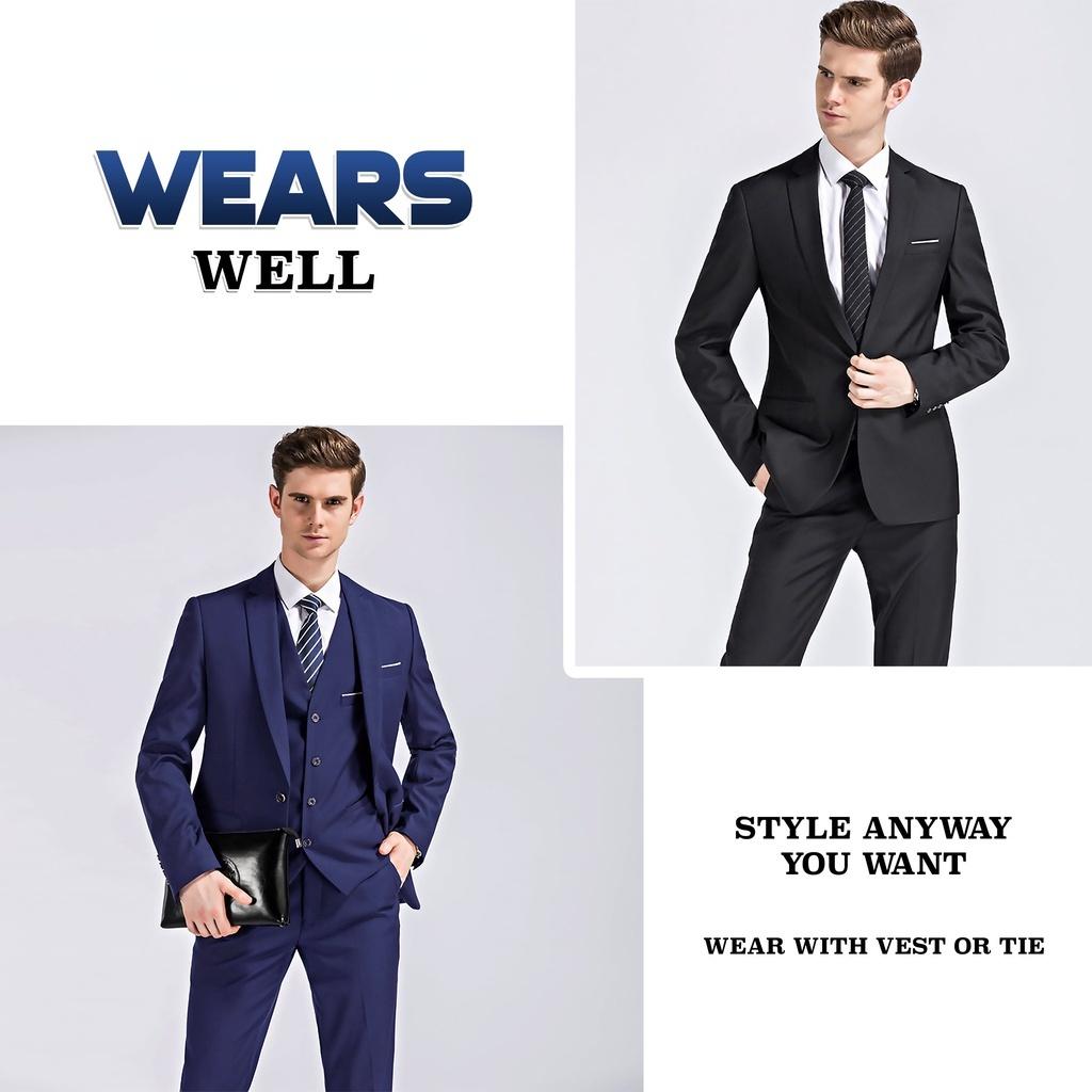 Men Blazer Set Formal Trousers Business Outerwear Pants Office Slack Pants Jacket Suit Tuxedo