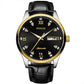 Automatic Self Wind Mechanical Luminous Stainless Steel Genuine Leather Strap Classic Men Watch