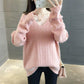 V-neck Sweater Women Spring and Autumn Loose Short Bottoming Shirt Solid Color Stitching Bottoming Blouse Women Pullover