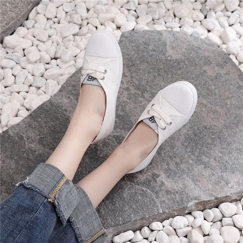 Little White Shoes Women Spring and Summer Casual Shallow Mouth White Shoes Summer Breathable Canvas Shoes Women
