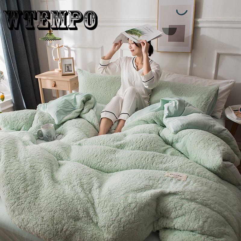 4pcs Cashmere Bedding Set Winter Warm Duvet Cover Sheet Pillowcase King Queen Size Bed Linen