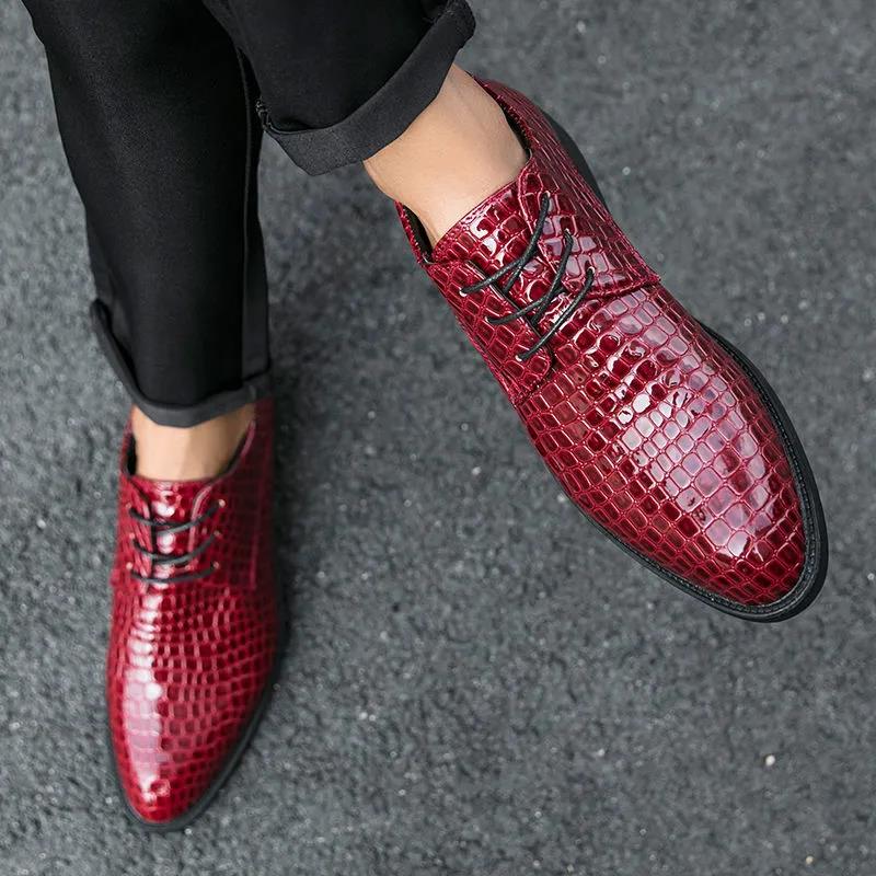 Men's Shoes Alligator British Pointed Men's High Heeled Shoes Personality Heightening Shoes Hair Stylist European Men's Shoes