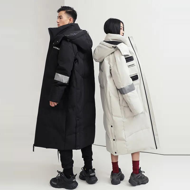 2021 Over-the-knee Long Down Jacket Women's Winter Mid-length Tooling Thickened Korean Couple Wear Winter Jacket
