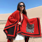 Ethnic Style Shawl Cloak Women Thick Warm Shawl Windproof Buckle Warm Scarf Shawl Dual-use Oversized Wrap