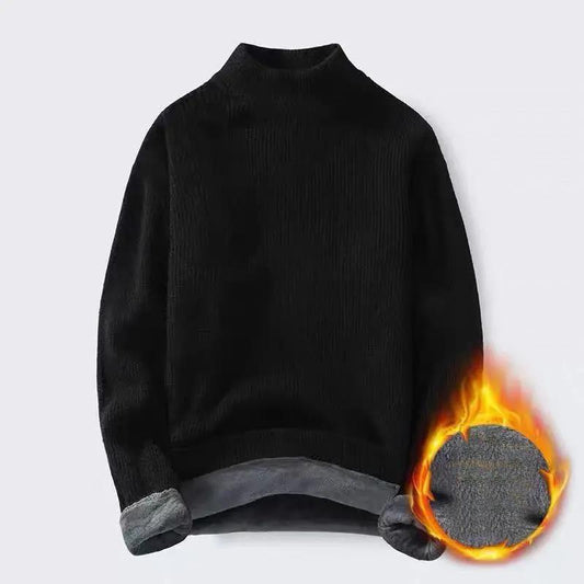 Autumn and Winter Men's Sweaters Round Neck Warm Knit Sweater Men's Half Turtleneck Sweater
