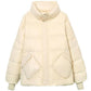 Loose Stand-up Collar Short Down Jacket Women Winter Diagonal Pocket White Duck Down Jacket