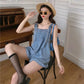 Denim Suspenders Shorts Women's Summer Design Sense Small One-piece Pants High Waist Loose Wide-leg Pants