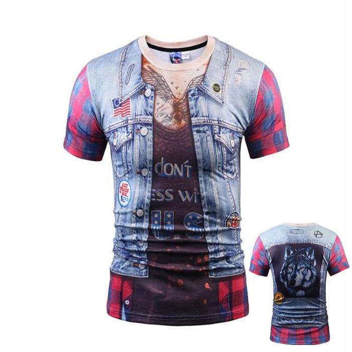 Large size wild clothing 3D printed half-sleeved T-shirt men's clothing summer short-sleeved T-shirt