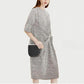 New Spring and Summer Women's Fashion Casual Twist Round Neck Loose Large Waist Dress