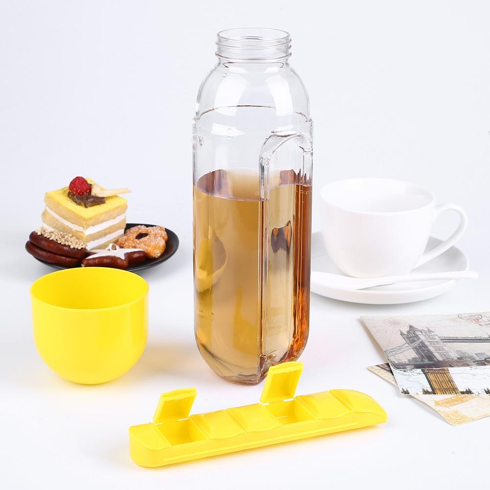 Portable Pill Box Organizer With Water Bottle Compartments