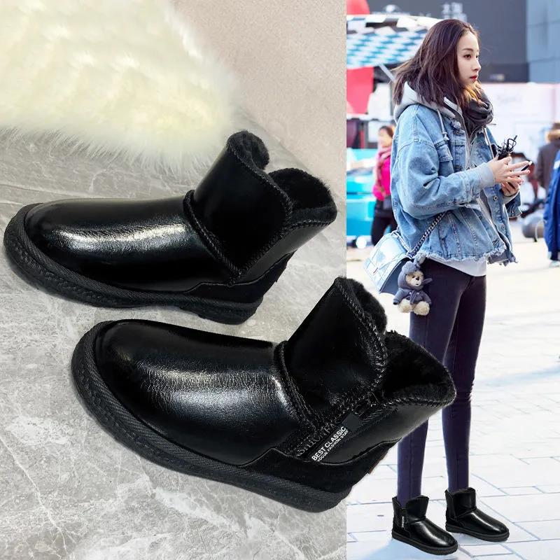 Snow Boots Women Plus Velvet In The Tube Waterproof Non-slip Fur Boots Winter Warm Cotton Shoes Boots