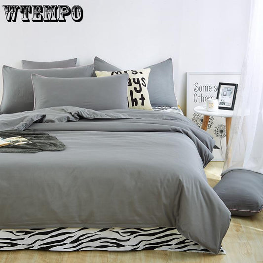 Bedding Solid Color Double Combed Matte Four Piece Set  Dormitory Simple Quilt Cover Bed Sheet