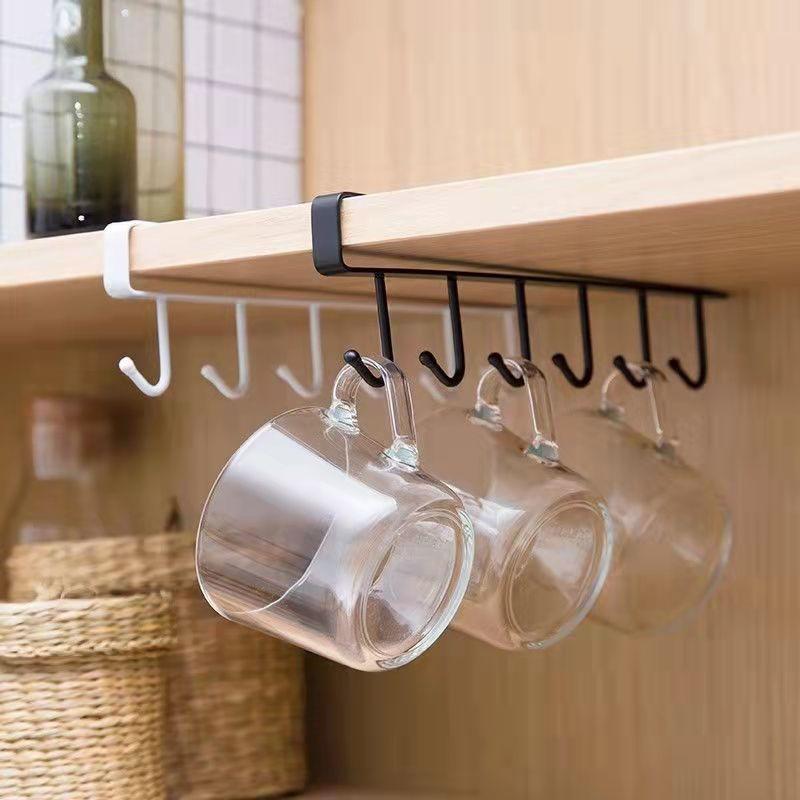 Towel Hooks Kitchen Mug Holder Coffee Cup Rack Hanging Shelf Organizer Sturdy Hanger Stainless Steel Door Rear Shelf Hooks Rails