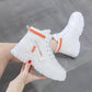 Leather High-top Cotton Boots Women's Shoes Snow Boots Women's Wild Autumn and Winter Plus Velvet White Shoes Women's Cotton Shoes