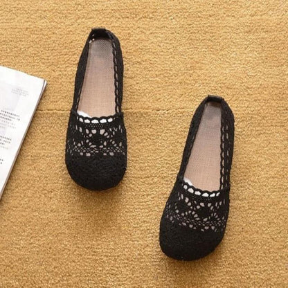 Spring Summer Women Mesh Hollow Flat-bottomed Pregnant Women Shoes Soft-soled Single Shoes All-match Casual Lazy Shoes