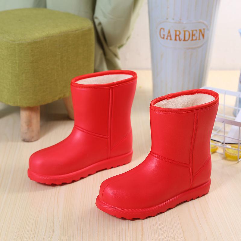 Snow Boots Women's Non-slip Warmth and Waterproof Rain Boots EVA Kitchen Plus Velvet Cotton Shoes Student Boots