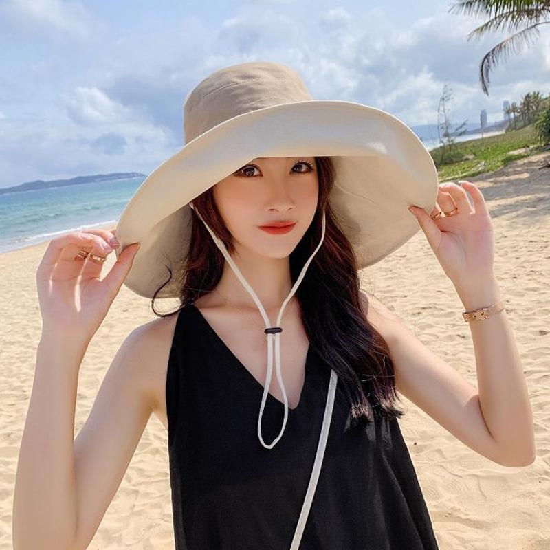 Fisherman Hat Female Sun Hat Spring and Summer Tide Double-sided Face Anti-ultraviolet Large Brim Sunscreen Hat
