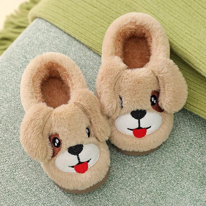 Children's Cotton Slippers Winter Cute Kids Home Shoes Non-slip Thermal Cotton Slippers