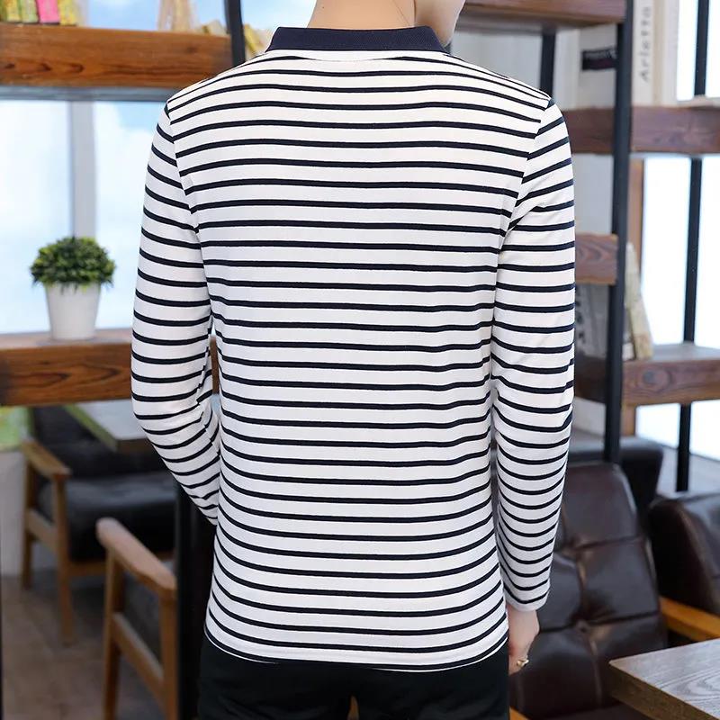 Winter Men's Warm T-shirt Lapel Polo Shirt Casual Pure Color Slim Men's Top