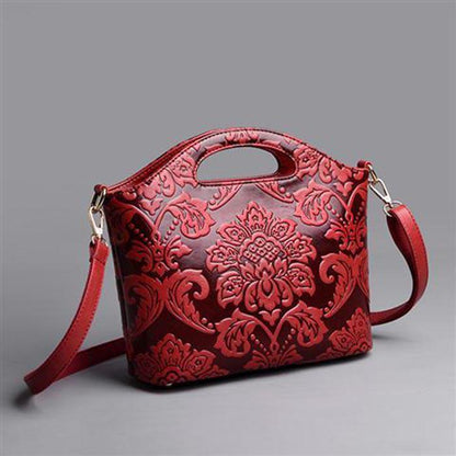 Small Bag Female Leather Handbag Female Embossed National Wind Shoulder Bag Diagonal Shell Girl Bag