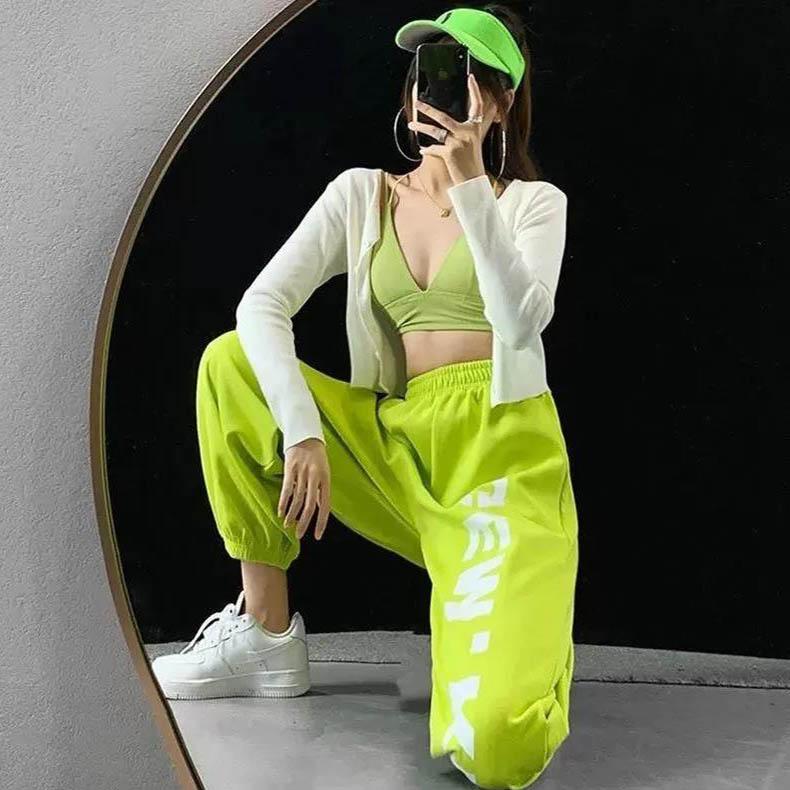 Casual Pants Children Trend Hip Hop Jazz Dance Square Dance Street Dance Pussy Casual Sports Trousers Letter Printing