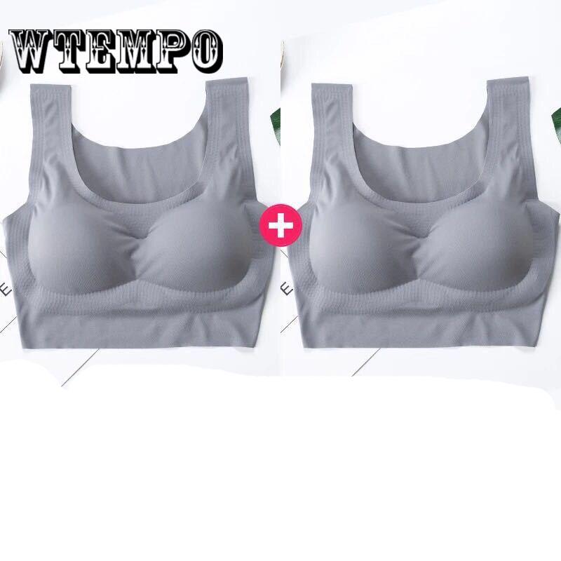 2 Piece Sone-piece Seamless Underwear Women Without Steel Ring Gathered  Sleep Sports Vest