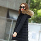 Ladies Down Jacket Winter Fashion Big Fur Collar Hooded Jacket Thick and Cotton Warm Mid-length Jacket