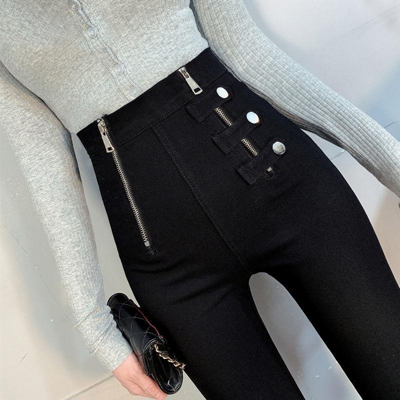 WTEMPO Women's Super High Waist Leggings Can Be Worn Outside Cotton Black Pants Look Thin Tight Stretch Trousers