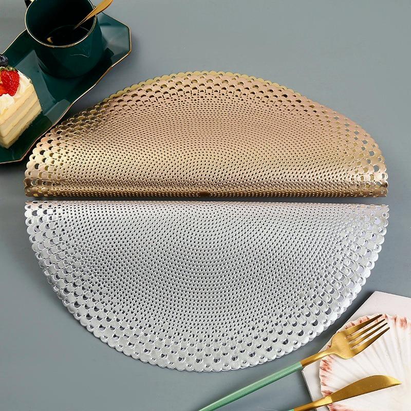 1pcs/2pcs/4pcs Gold Placemats & Coasters Round Vinyl Place Mat for Kitchen Dining Table Wedding