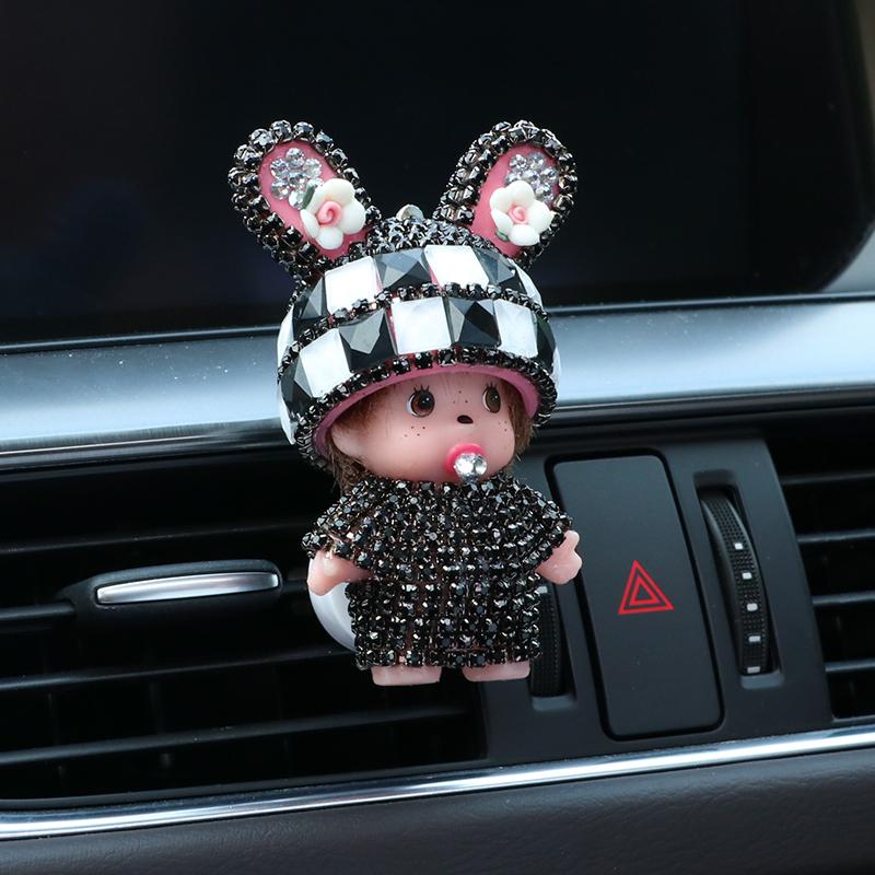 Crystal Rabbit Ears Doll Aroma Diffuser Car Creative Decoration Accessories Air Conditioning Outlet Plug-in