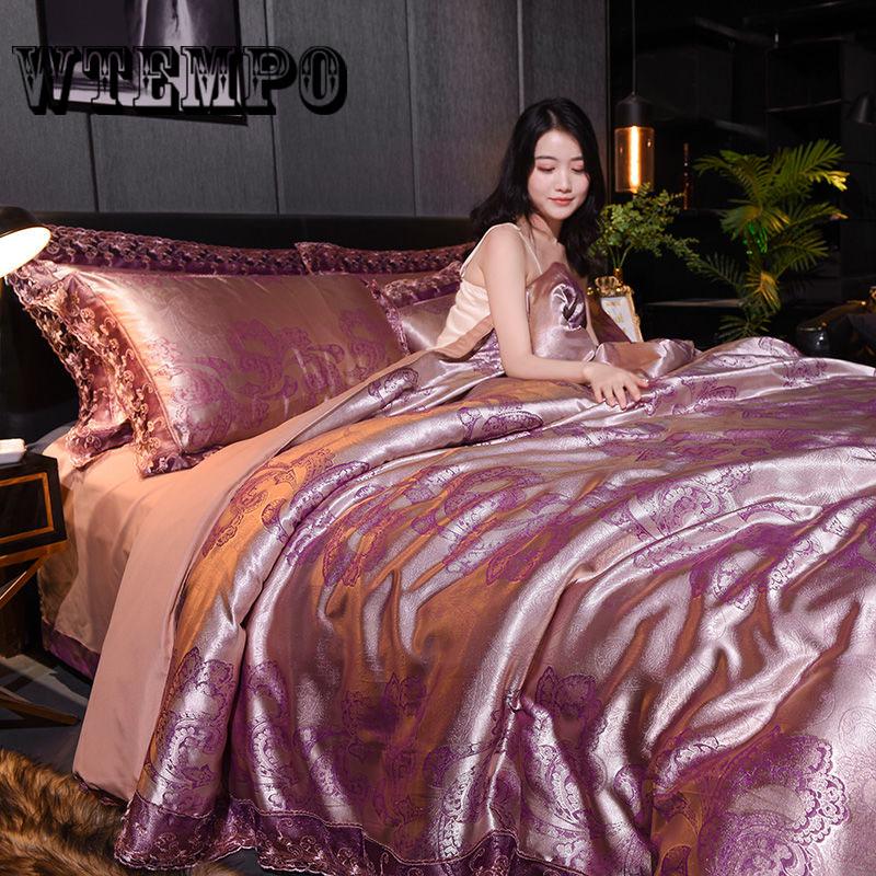 European Silk Jacquard Four-piece Fashion Lace Bed Skirt All Seasons Bedroom Home
