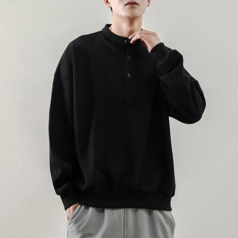 Spring and Autumn Round Neck Sweater Men's Tide Long-sleeved Casual Hooded Jacket Trendy Fashion All-match Bottoming Top