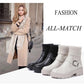 Female Socks Stitching Leather Martin Boots All-match Student Block Heel Ankle Boots British Style Snow Boots Black and White