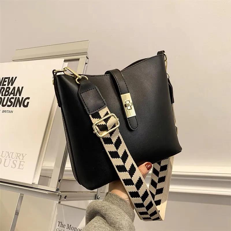 Crossbody Bags Portable PU Leather Wide Strap Shoulder Bags Casual Female Multi-Layer Large Capacity 3 Colors