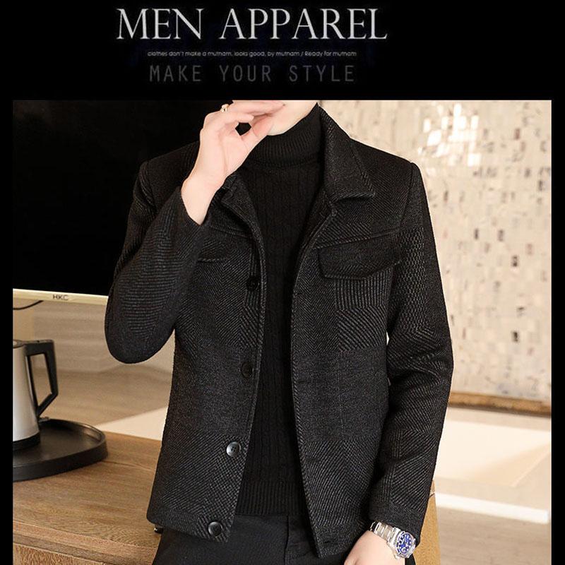 Autumn and Winter Jackets Men's Jackets Woolen Clothes Plus Velvet Thick Winter Men's Windbreaker