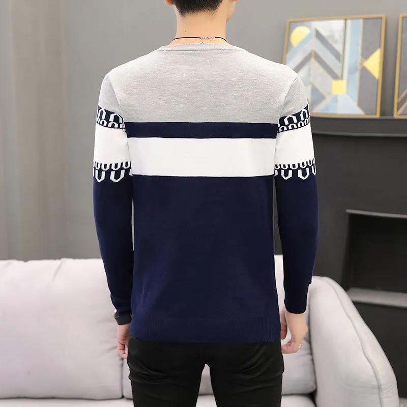 Men's Round Neck Sweater Comfortable Loose Winter Knitwear Warm Top