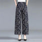 Cotton Silk Pocket Wide-leg Pants, Floral Pants, Nine-point Casual High-waist Rayon Trousers