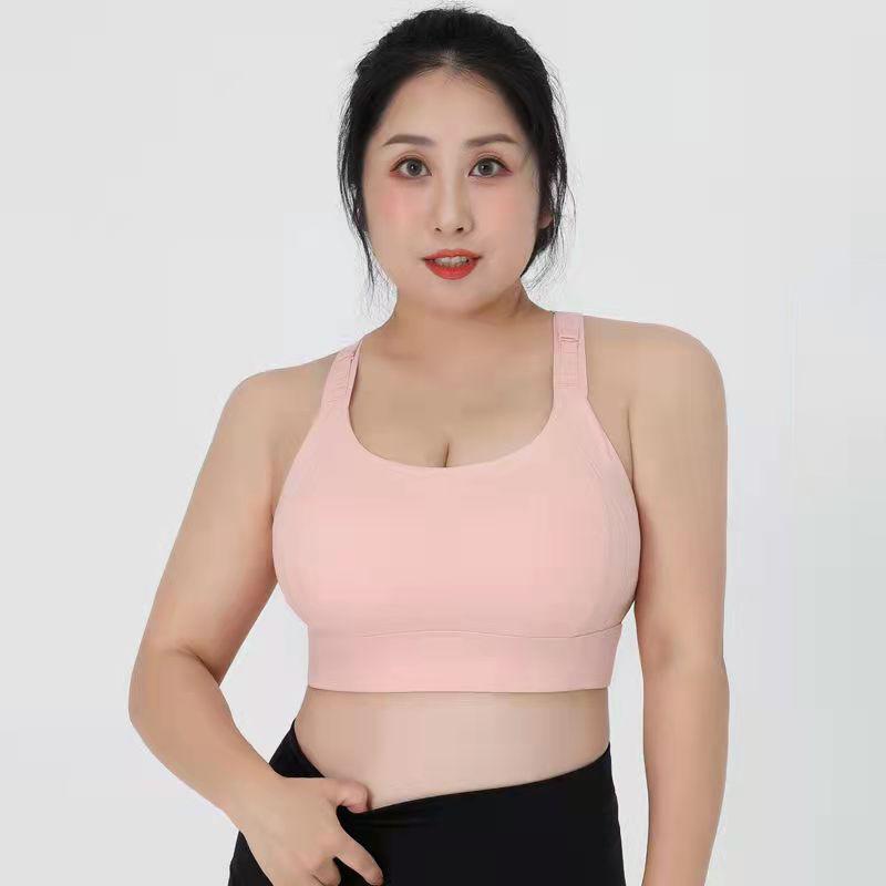 Women's Zipper Bra Sports Underwear Shockproof Running Large Size Fat Mm High-intensity Yoga Vest Seamless Gathering Fitness Bra Push Up Bra Top