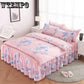 Lace Decoration Non-slip Bed Skirt Queen Size Bedding Set Bedsheet Bedcover Pillowcase Home