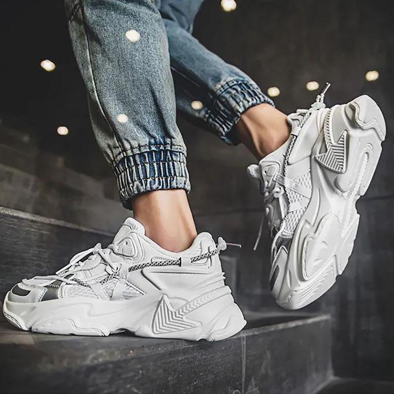 Functional Wind White Black Shoes Sports Casual Daddy Shoes Men's Super Fire Wild Pure Color Simple Couple Shoes