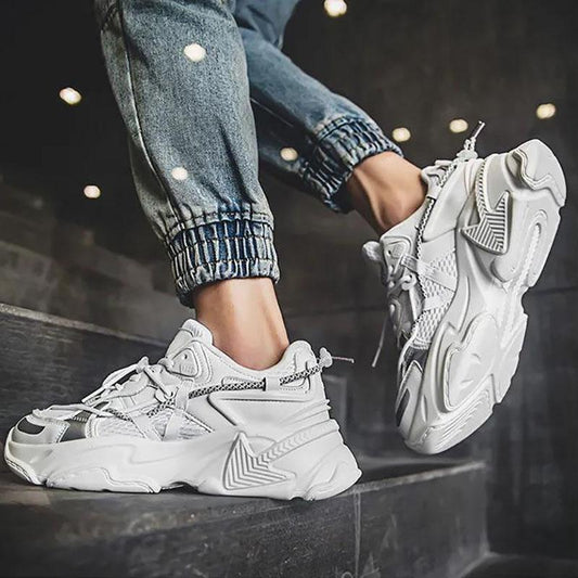 Functional Wind White Black Shoes Sports Casual Daddy Shoes Men's Super Fire Wild Pure Color Simple Couple Shoes