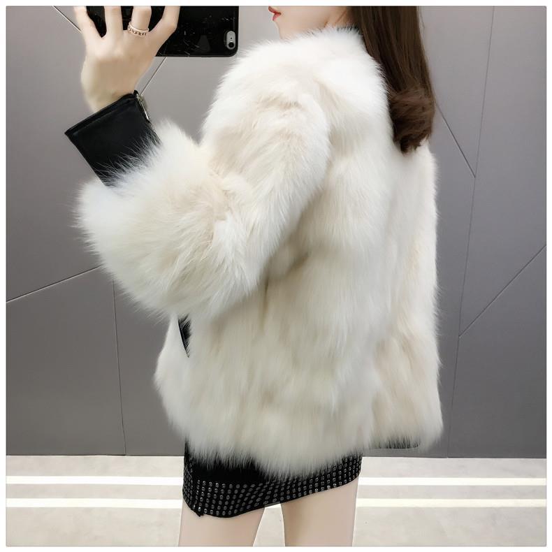 Winter Fashion Honorable Fox Fur Grass Woman Coat Plush Thickening Medium Length Women's Leather Coat Plus Size