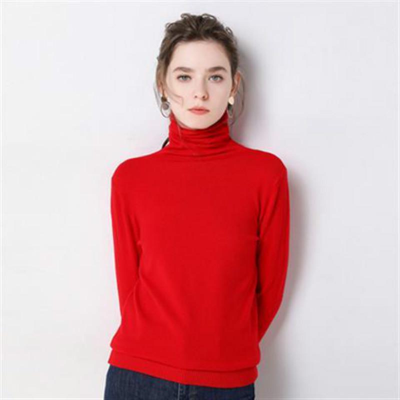 Turtleneck Slim Bottoming Sweater Long Sleeved Autumn Winter Solid Color Sweater Women