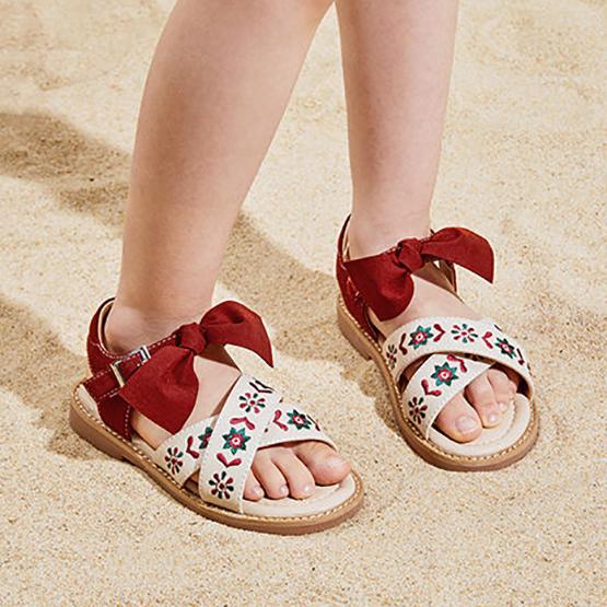 Girls' Sandals Princess Shoes Summer Soft Soled Red Children's Non Slip Bow Decoration Casual Beach Shoes