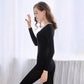 Women Plus Size Winter Thermal Underwear Autumn Clothes O-neck Tight Suit Thicken Windproof Comfortable Soft Lining Long Sleeve High Elasticity Slim