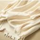 Autumn  Winter Women's Mid-length Sweater Ripped Tassel Sweater Casual Loose Knit Sweater Dress Outer Wear
