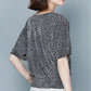 Women's Leopard Print Short Sleeve T-Shirt Summer Large Size Loose Round Neck Top