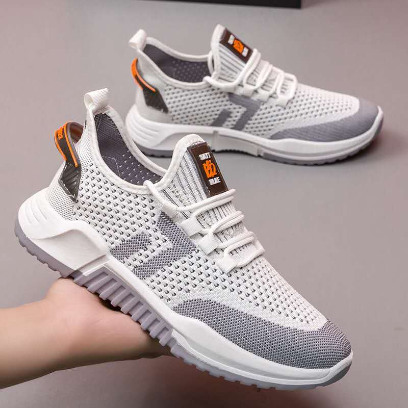 Men's Shoes Flying Woven Breathable Sneakers Korean Style Student Trendy Casual Shoes