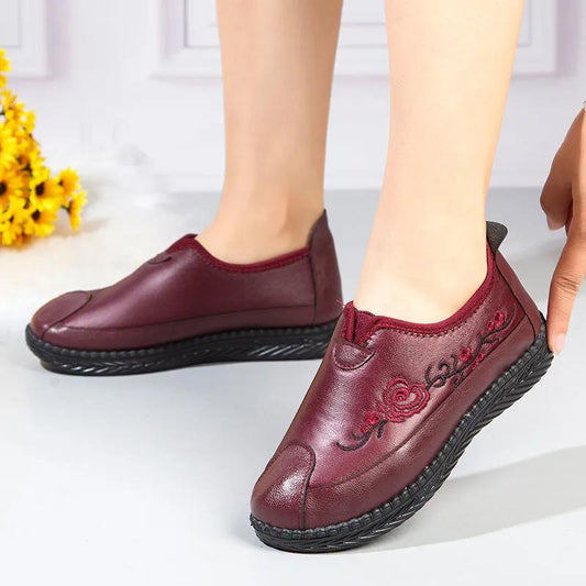 Women's Winter Mother Shoes Autumn and Winter Plus Velvet Cotton Shoes  Casual Flat Warm Shoes Lazy Cotton Shoes